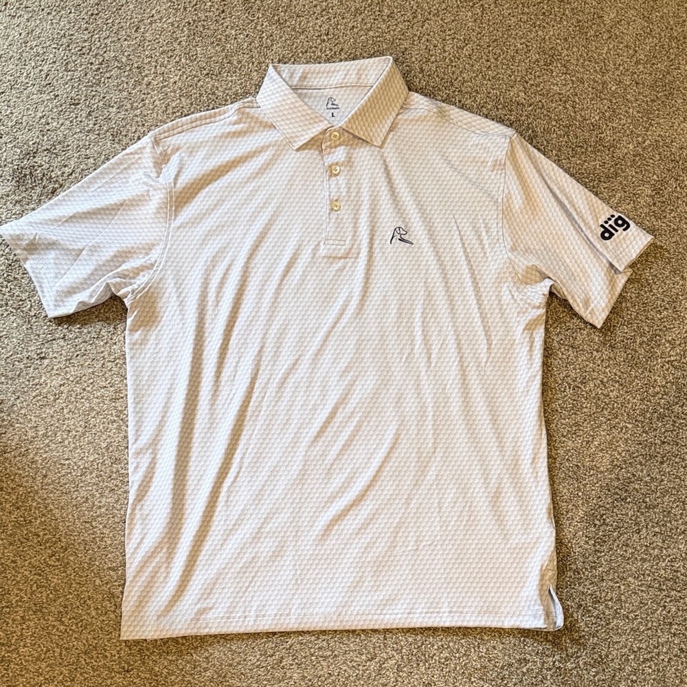 Rhoback White Golf Polo with Subtle Navy Logo